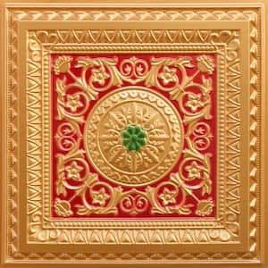 Falkirk Perth Gold-Red-Green 2 ft. x 2 ft. Decorative Victorian Glue Up or Lay In Ceiling Tile (40 sq. ft./case)