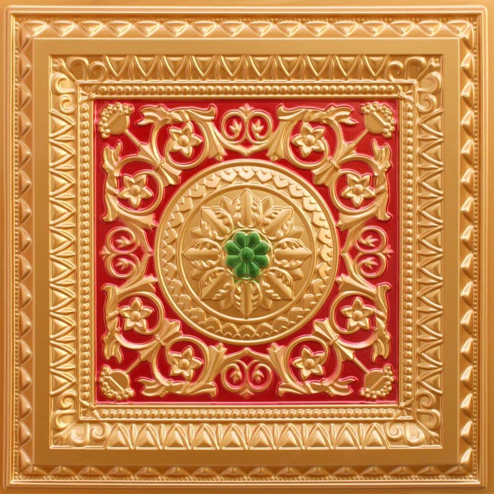 Falkirk Perth Gold-Red-Green 2 ft. x 2 ft. Decorative Victorian Glue Up or Lay In Ceiling Tile (4 sq. ft./case) price history on PriceWatchPro