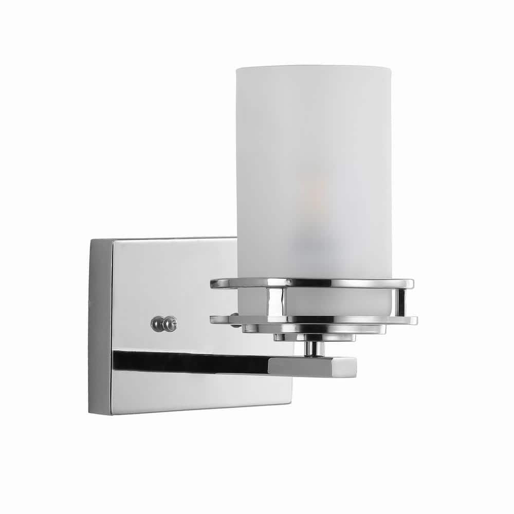 Fairfax Polished Chrome Cylinder Vanity Light with Frosted Shade