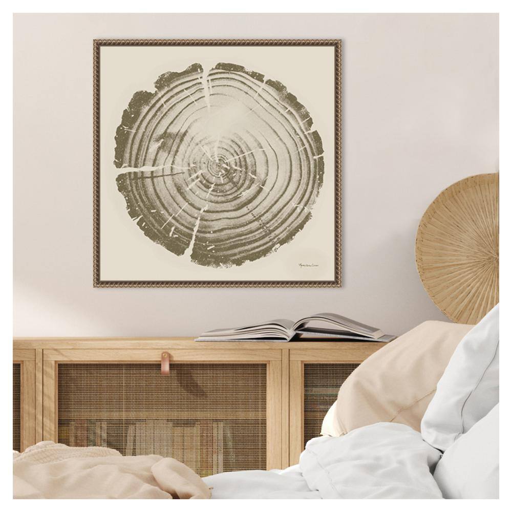 Tree Trunk Cream II Abstract Canvas Print with Bronze Frame