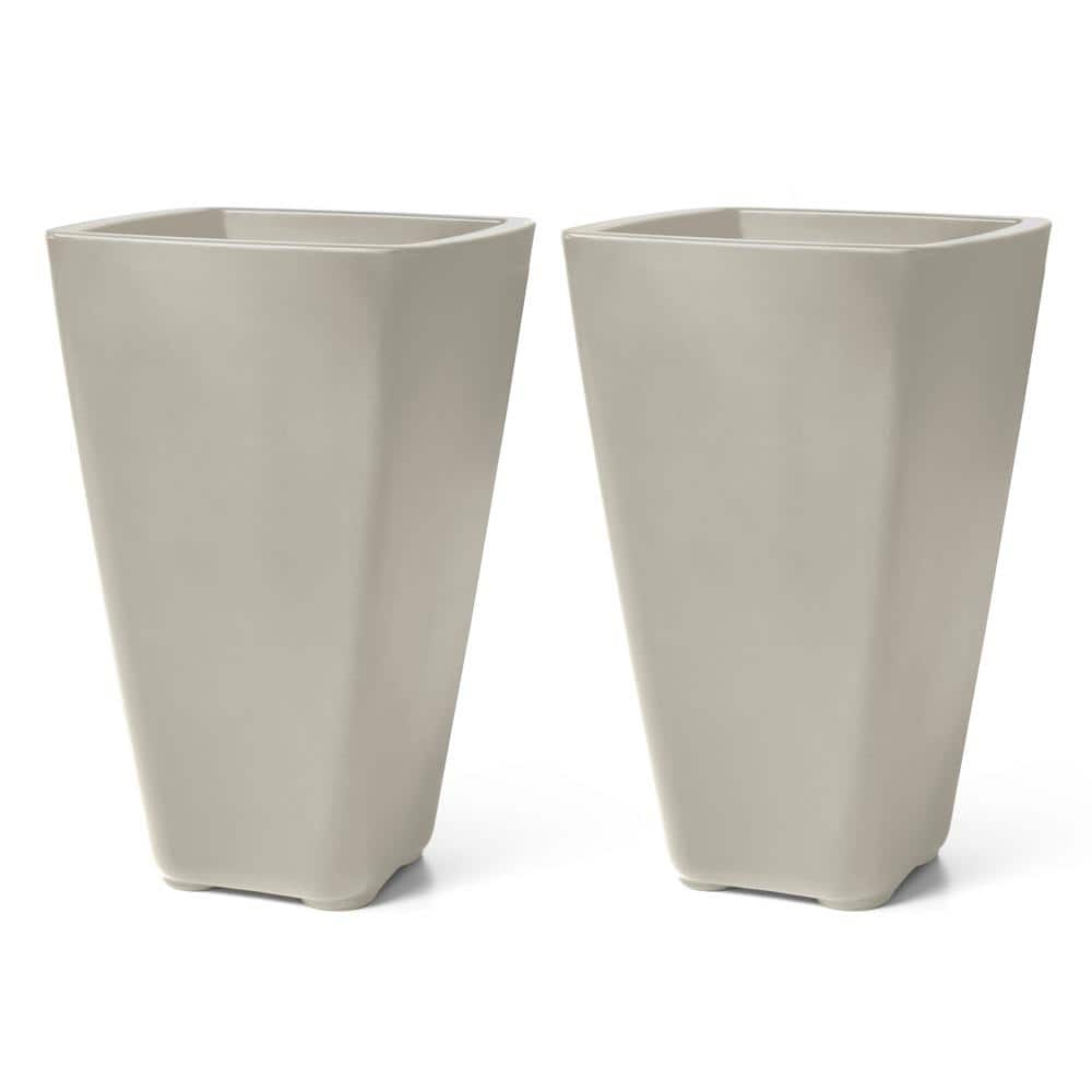 Bridgeview Tall Large Gray Resin Square Indoor/Outdoor Planter