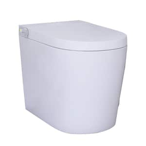 Elongated Smart Bidet Toilet 1.19 GPF in White with Foot Sensing Open Cover, Night Light, Auto Flushing