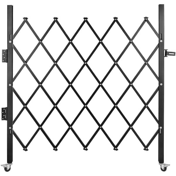 VEVOR Folding Security Gate 51.57 in. H x 66 in. W Black Steel  Garden Fence Panel Folding Door Gate with 360° Rolling Casters