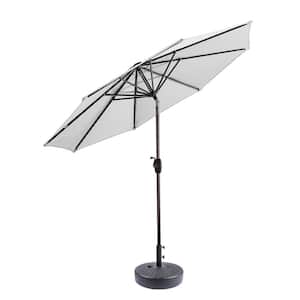 Harris 9 ft. Market Patio Umbrella in White with Black Round Hard Plastic Base