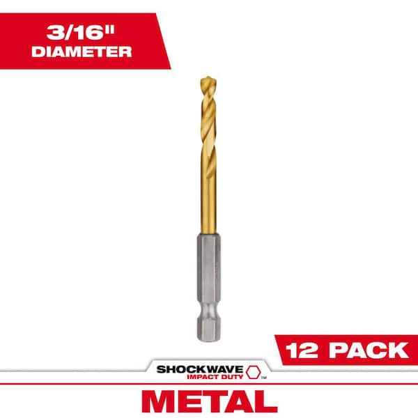 SHOCKWAVE 3/16 in. Titanium Twist Drill Bit (12-Pack)