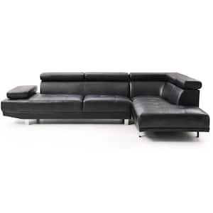 Riveredge 109 in. W 2-Piece Faux Leather L Shape Sectional Sofa in Black