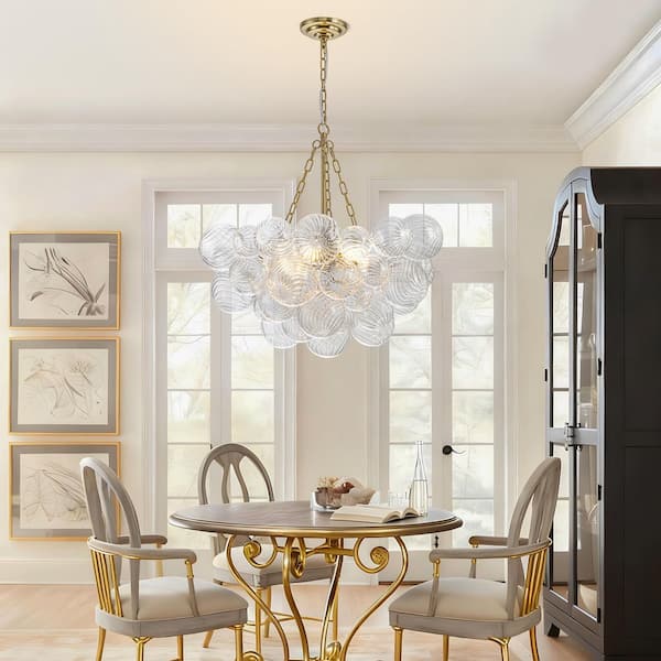 Bubble large Gold シャンデリア TinHon 6-Light Modern Gold Bubble Glass Chandelier, 25 in. Luxury