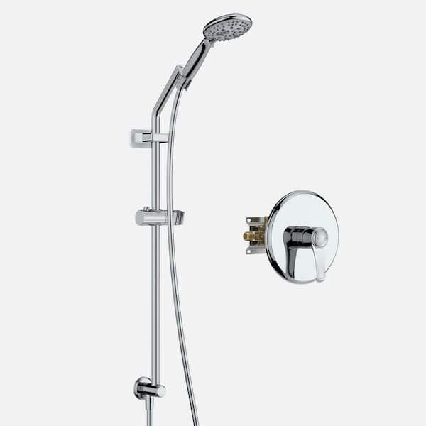 MYCASS Antique Single-Handle 6-Spray Round Shower Head Wall Mount Shower Faucet in Chrome(Valve Included)