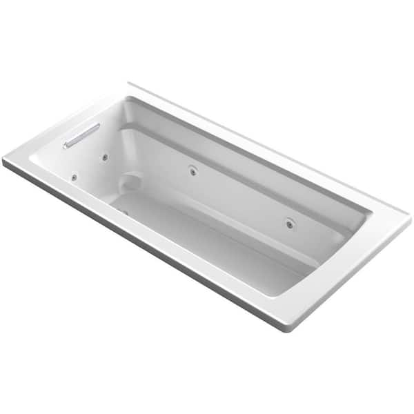 KOHLER Archer 66 in. Acrylic Rectangular Drop-In Whirlpool Bathtub in White