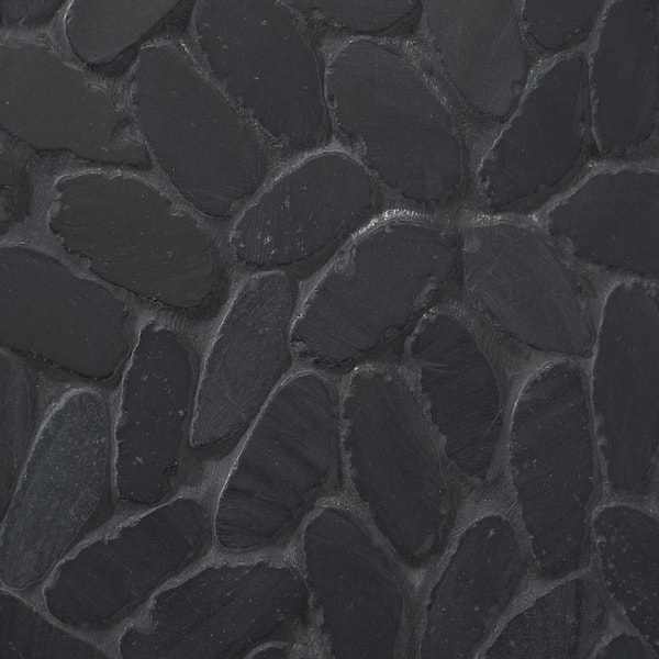 Ivy Hill Tile Countryside Black Sliced Flat Oval 4 in. x 6 in. Mosaic Floor and Wall Tile Sample