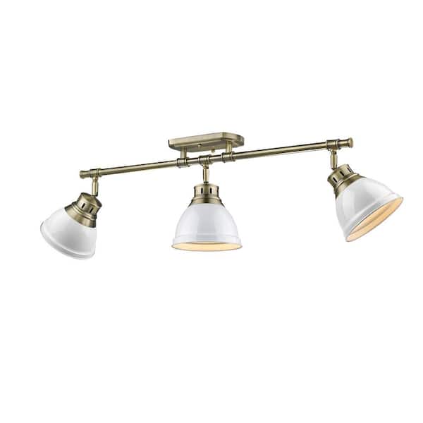 Duncan AB 3-Light Aged Brass Semi-Flush Mount Light