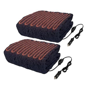 Heated Blanket 2-Pack - Portable 12-Volt Electric Travel Blanket Set for Car, Truck, or RV (Blue)