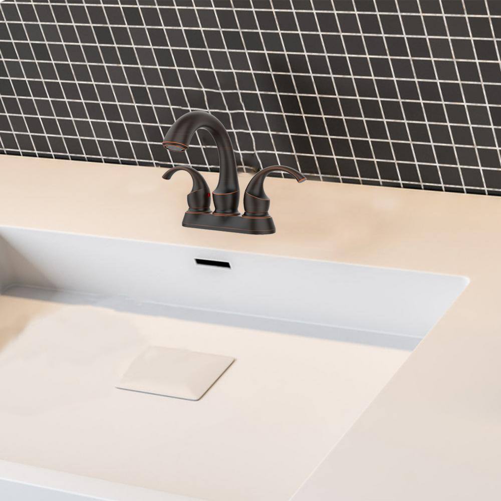 Oil Rubbed Bronze Double Handle Bathroom Faucet with Drain Assembly