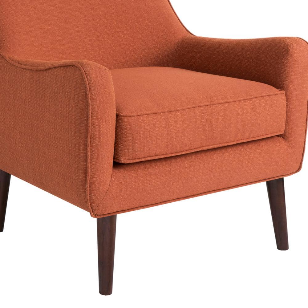 Burnt Orange Mid-Century Wooden Leg Accent Chair