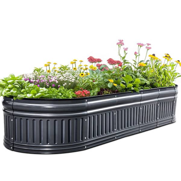AFAIF 71x24x12 in. Raised Garden Bed Kit, Upgraded Modular DIY Galvanized Planter Garden Box Outdoor for Gardening-Dark Grey