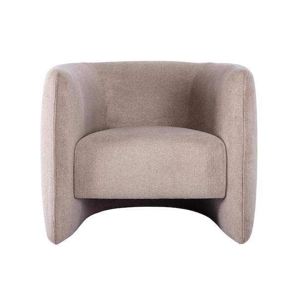 Storied Home Tan Camel Color Soft Fabric Upholstered Arm Chair with Wood Frame