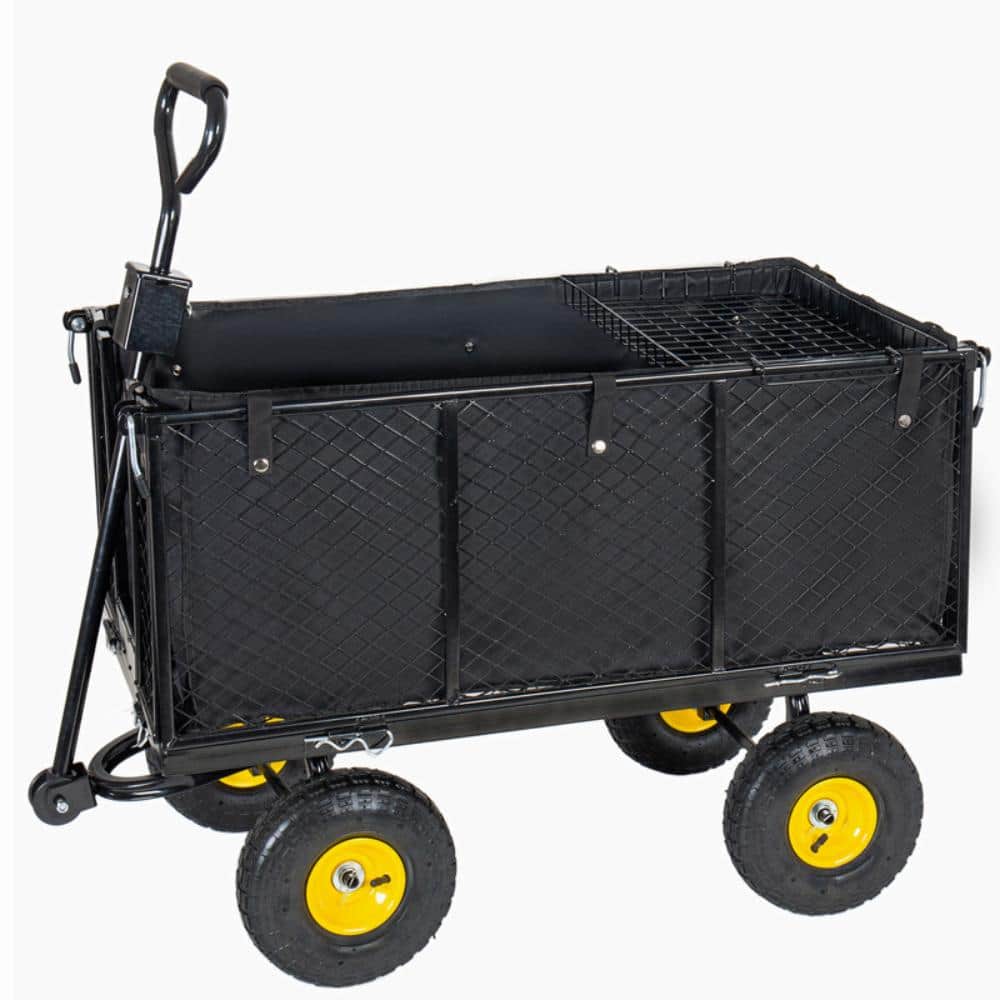 4-in-1 Oversized Steel Garden Dump Cart 880LBS Capacity, All-Terrain Mesh Utility Wagon with Removable Liner Side Panels price history on PriceWatchPro