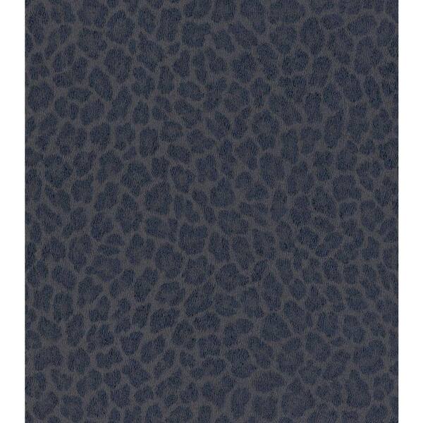 Washington Wallcoverings African Queen II Deep Blue on Blue Leopard Print Vinyl Wall Paper