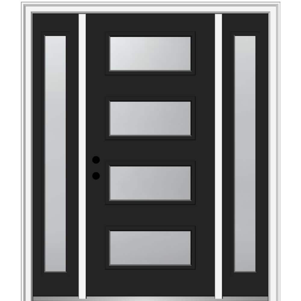 68.5 in. x 81.75 in. Celeste Right-Hand Inswing 4-Lite Frosted Modern Painted Steel Prehung Front Door with Sidelites price history on PriceWatchPro