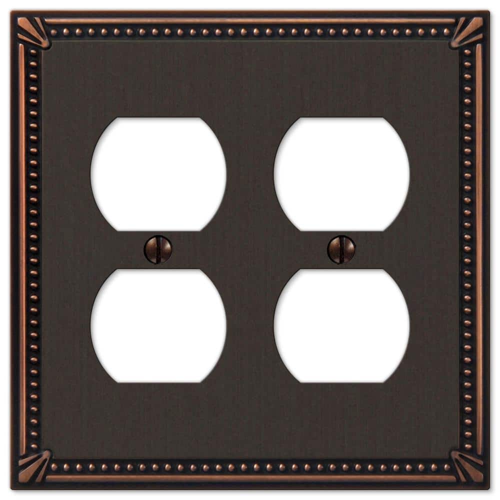 Aged Bronze Double Duplex Metal Wall Plate