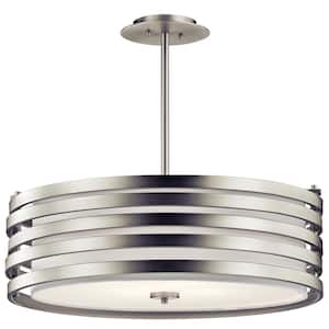 Roswell 4-Light Brushed Nickel Contemporary Shaded Kitchen Pendant Hanging Light with Metal Shade
