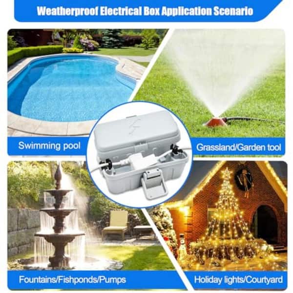 Grey Outdoor Weatherproof Electrical Connection Box, Waterproof Extension Cord Cover for Plug and Holiday Lights, 3-Pack