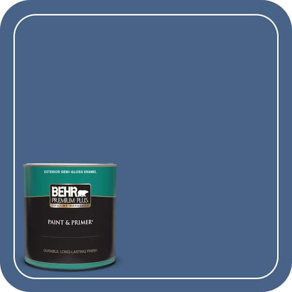 BEHR PREMIUM PLUS 1 qt. #PPU15-04 Mosaic Blue Semi-Gloss Enamel Exterior Paint & Primer