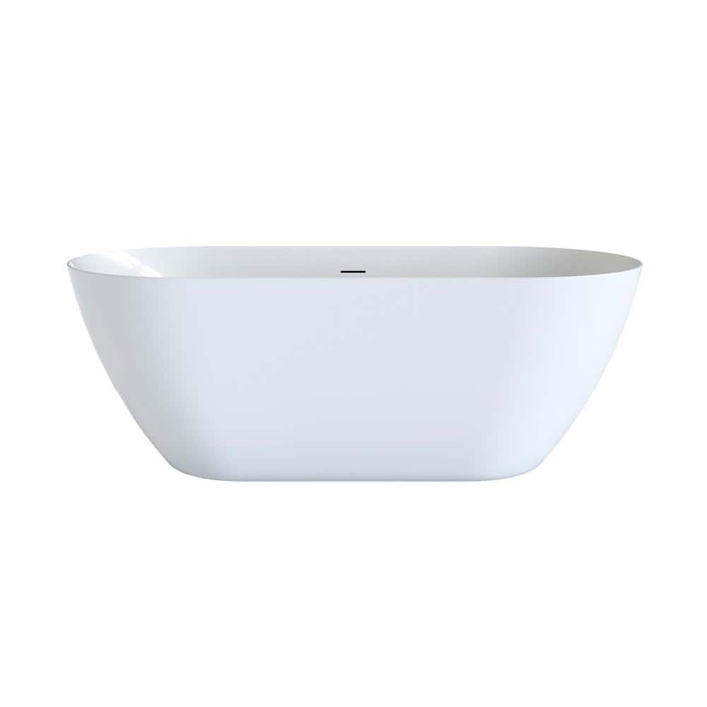 SORA 63 in. Oval Spa-Like Freestanding Soaking Tub, Gloss White Acrylic with Overflow & Pop-Up Drain price history on PriceWatchPro