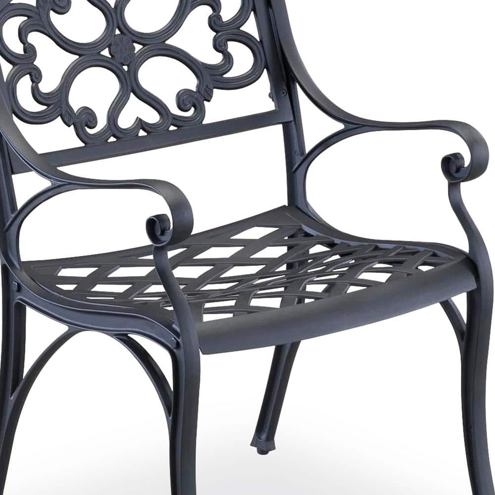 Sanibel Black Cast Aluminum Outdoor Dining Chairs, Set of 2