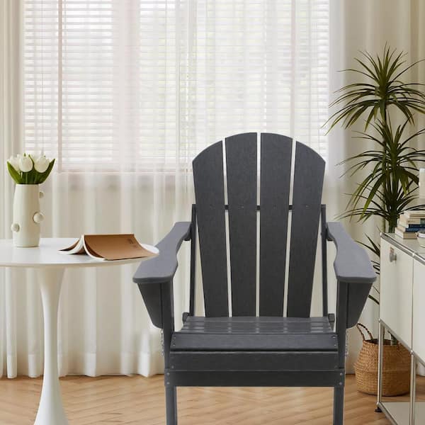 Satico Classic Folding Plastic Outdoor Patio Garden HDPE Adirondack Chair For All-Weather Use in Gray