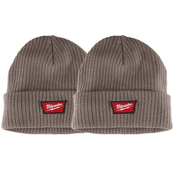 Men's Brown Rib-Knit Cuffed Beanie Hat (2-Pack)