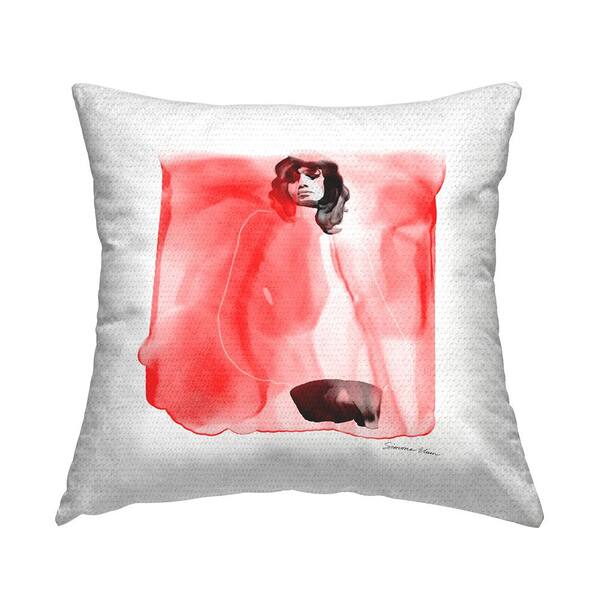 Stupell Industries Trendy Glam Red Portrait Red Square Outdoor Throw Pillow