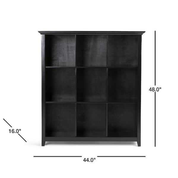 Simpli Home Acadian Solid Wood 48 In X, Black Cube Bookcase