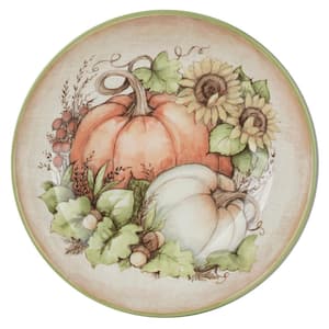13 in. 122 fl. oz. Green Earthenware Autumn Breeze Serving Bowl