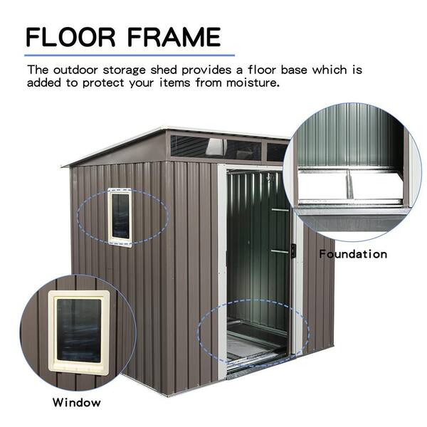 6 ft. W x 5 ft. D Iron Shed with Double Door (30 sq. ft. )
