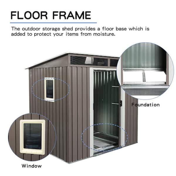 6 ft. W x 5 ft. D Iron Shed with Double Door (30 sq. ft. )