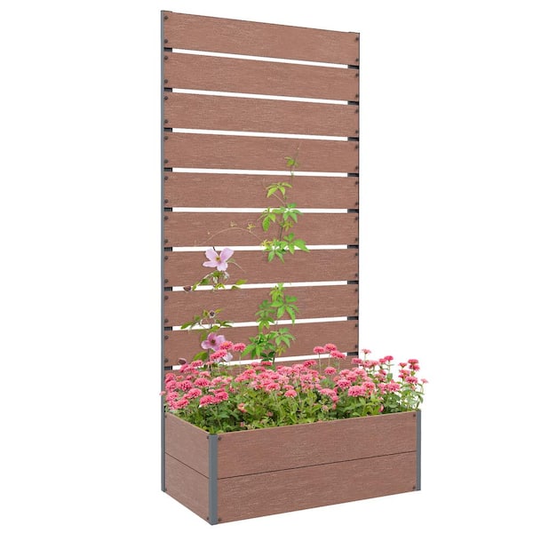 Outsunny 59 in. x 15 in. x 28.25 in. Light Brown Composite Raised Garden Bed