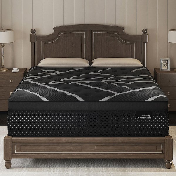 King Size Medium Firm Hybrid Cooling Gel Memory Foam Mattress 12 in. Bed-in-a-Box Mattress with Motion Isolation