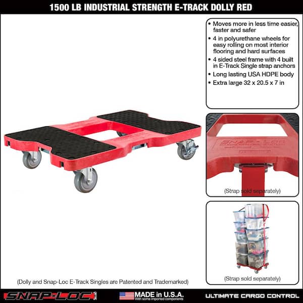SNAP-LOC 1500 lbs. Capacity Industrial Strength Professional E-Track Dolly  in Red SL1500D4R - The Home Depot