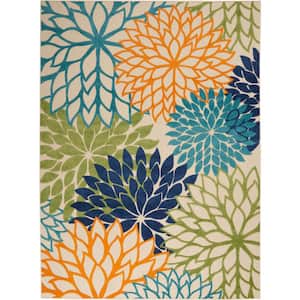 Aloha Multicolor 10 ft. x 13 ft. Floral Modern Indoor/Outdoor Patio Area Rug