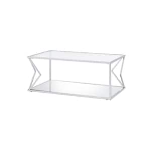 Mariana 43 in. Rectangle Glass Silver Coffee Table