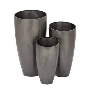 30 in. x 15 in. Grey Metal Contemporary Planter (Set of 3)