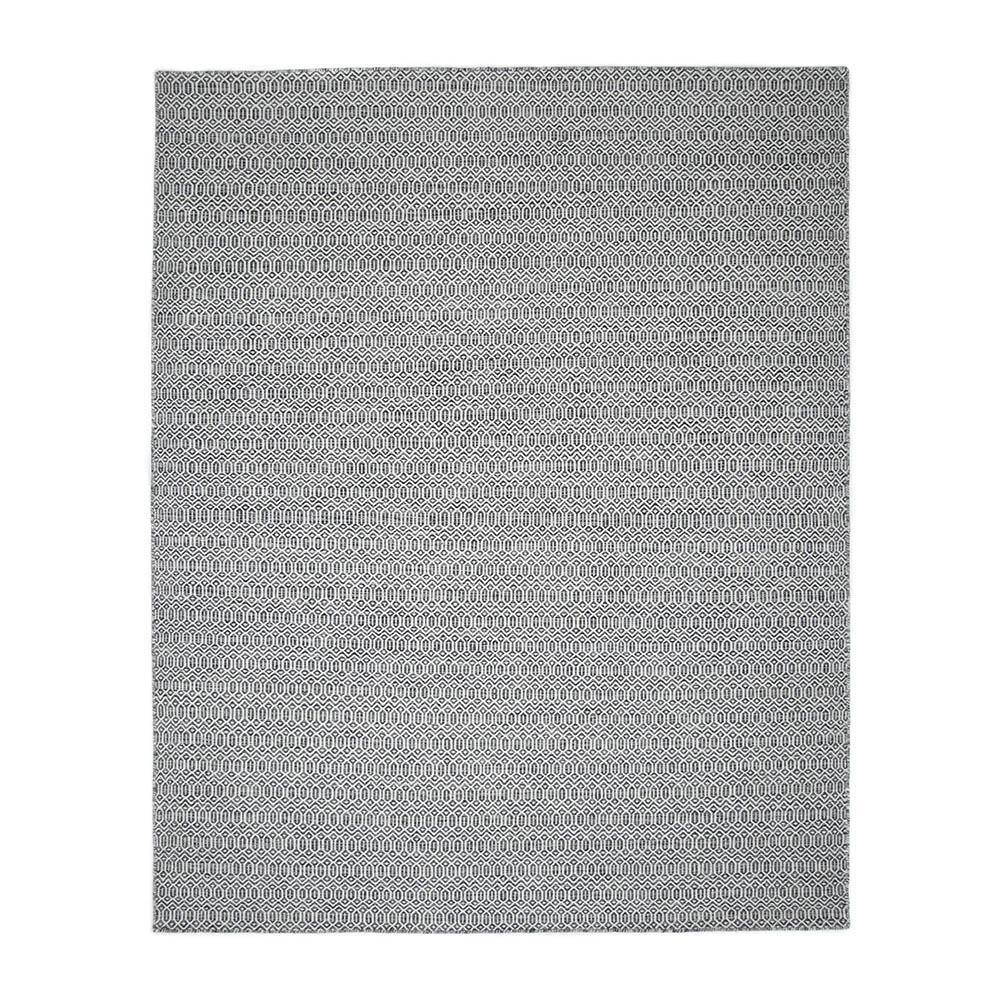 Charcoal Geometric Wool 6' x 9' Handmade Flat Woven Rug