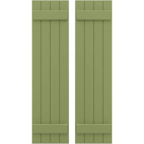 Ekena Millwork 14 in. W x 80 in. H Americraft 4 Board Exterior Real Wood Joined Board and Batten Shutters Moss Green