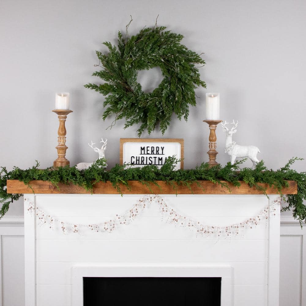 Metallic Rose Gold Beaded Christmas Garland for Outdoor Decor