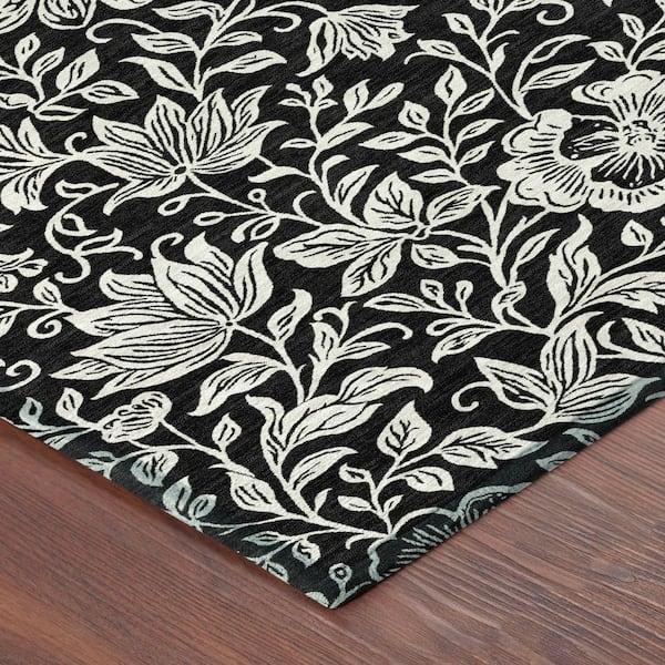 Chantille Machine Washable Indoor/Outdoor Abstract ACN2572 Black 2 ft. x 7 ft. Runner Rug