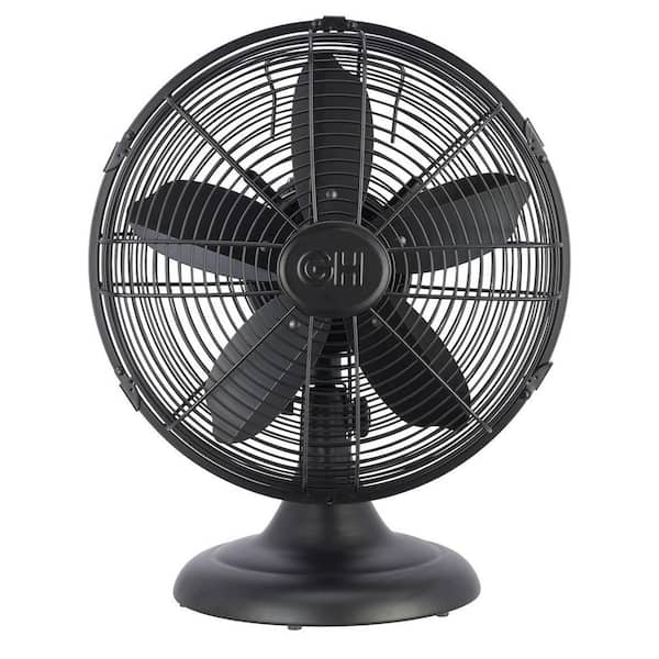 GOOD HOUSEKEEPING Retro 12 in. All-Metal Table Fan in Matte Black