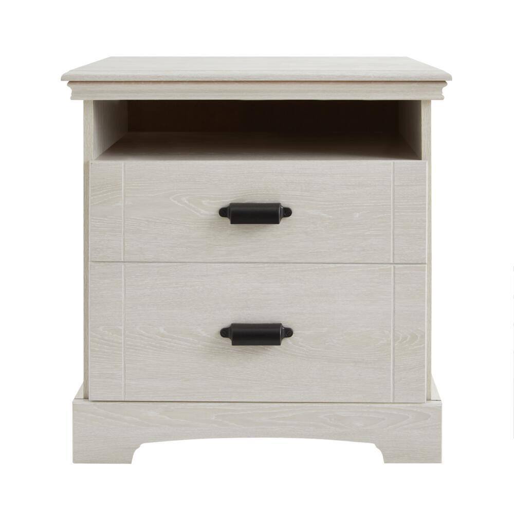 Avilla Modern Winter Oak 2-Drawer Nightstand with Open Cubby