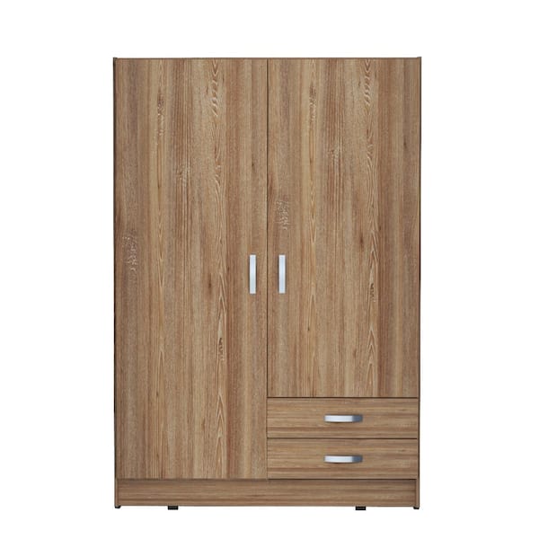 Inval Amaretto Oak and White Wood 48.62 in. Armoire with Drawers
