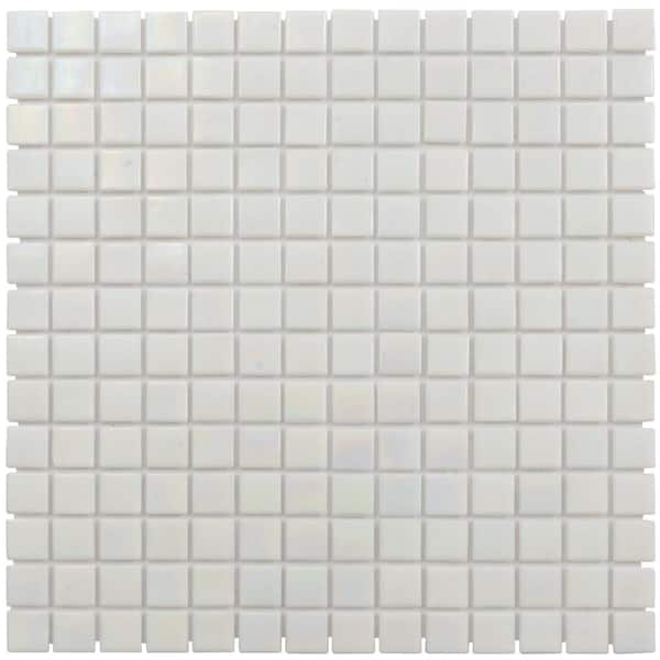 Apollo Tile Nacreous 4 in. x 6 in. Glossy White Glass Mosaic Uniform square Wall and Floor Sample Tile (0.13 sq. ft./Piece) (1-Pack)